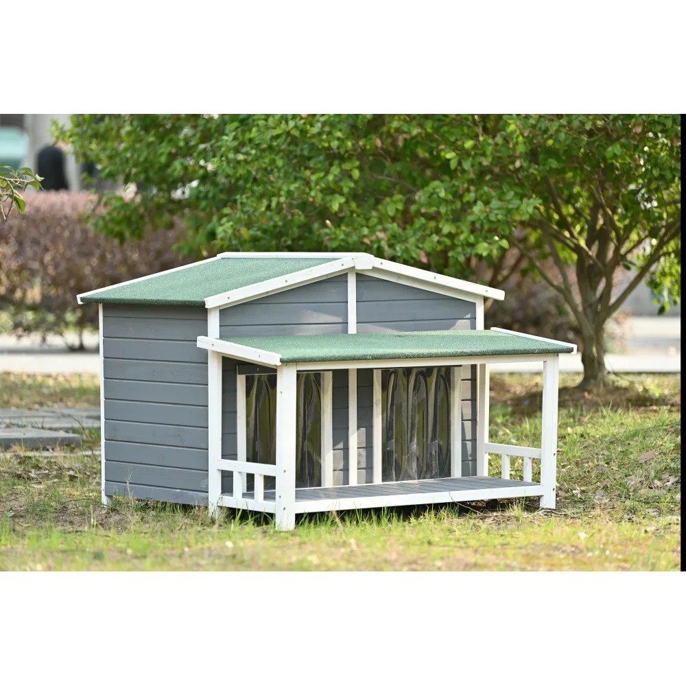Hign-concerned Wooden Dog House Outdoor Cabin Style Porch