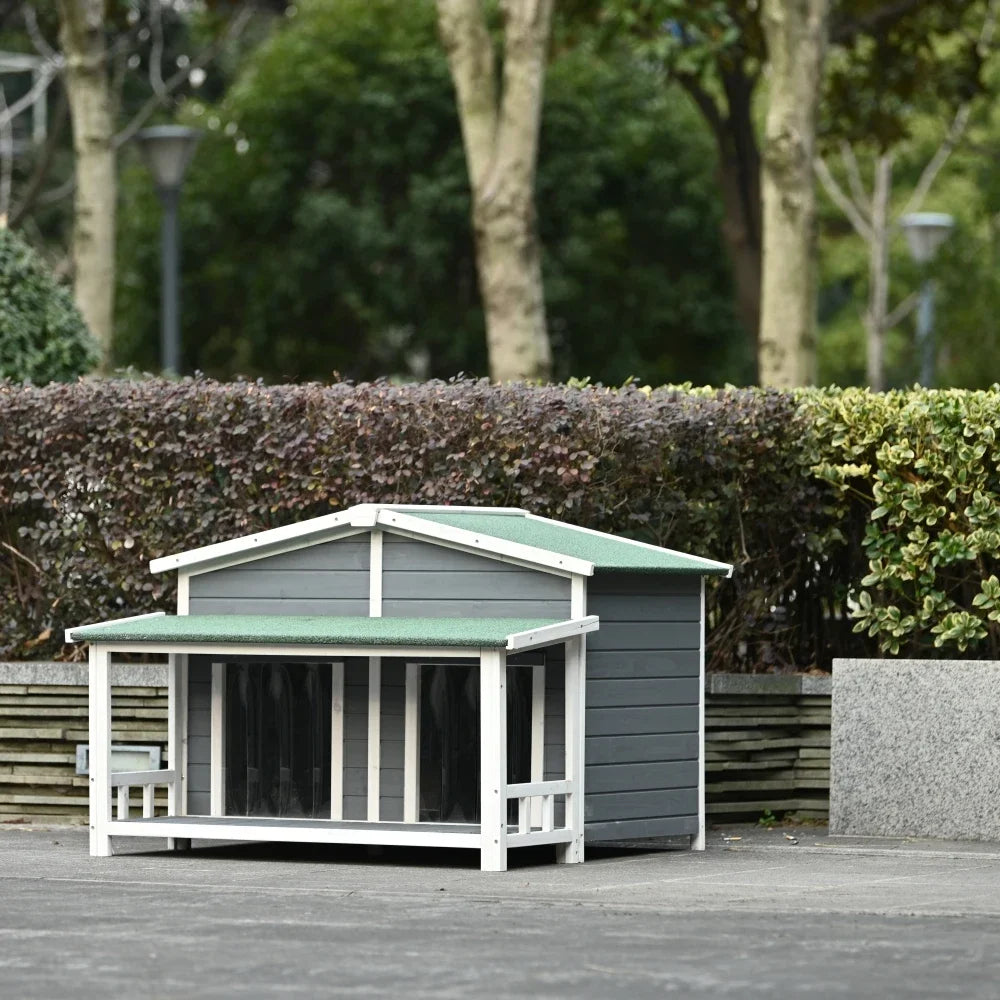 Hign-concerned Wooden Dog House Outdoor Cabin Style Porch